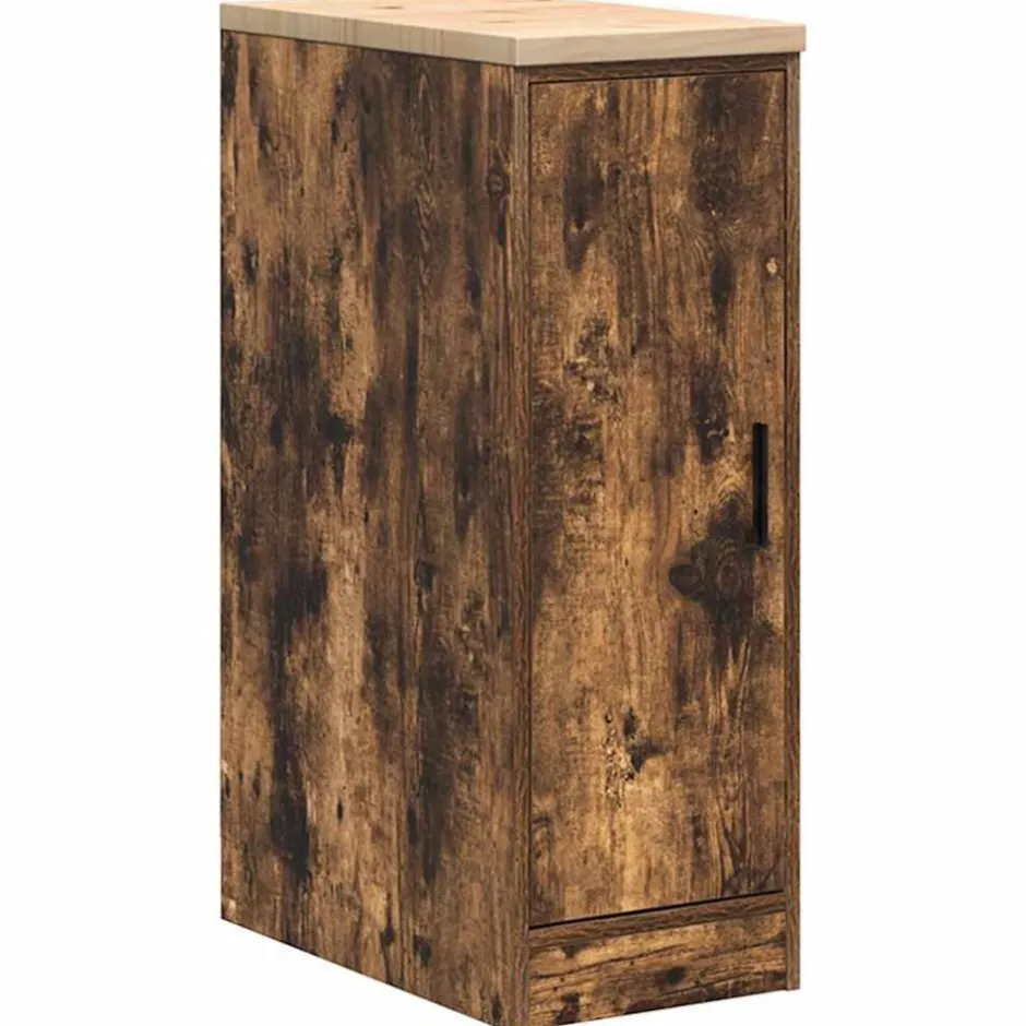 New vidaXL Förvaringsskåp för garage rökt ek 30x51x85 cm massivt trä furu Rökfärgad ek