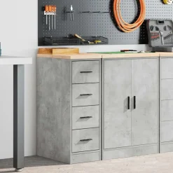 vidaXL Förvaringsskåp för garage Betonggrå 30x51x85cm massivt trä furu