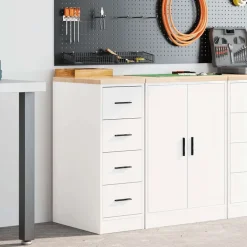 vidaXL Förvaringsskåp för garage vit 30x51x85 cm massivt trä furu