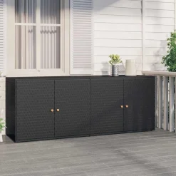 vidaXL Förvaringsskåp för trädgården svart 198x55,5x80 cm konstrotting