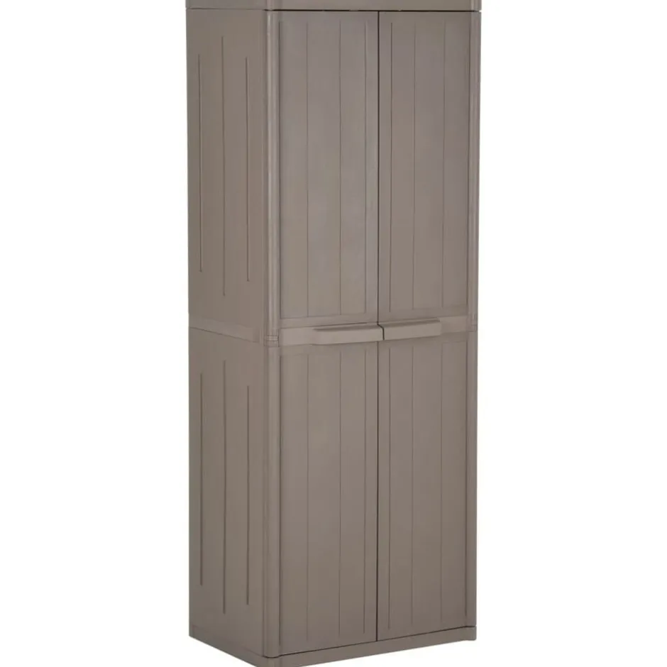 Outlet vidaXL Förvaringsskåp för trädgården 65x45x172 cm PP trälook Brun
