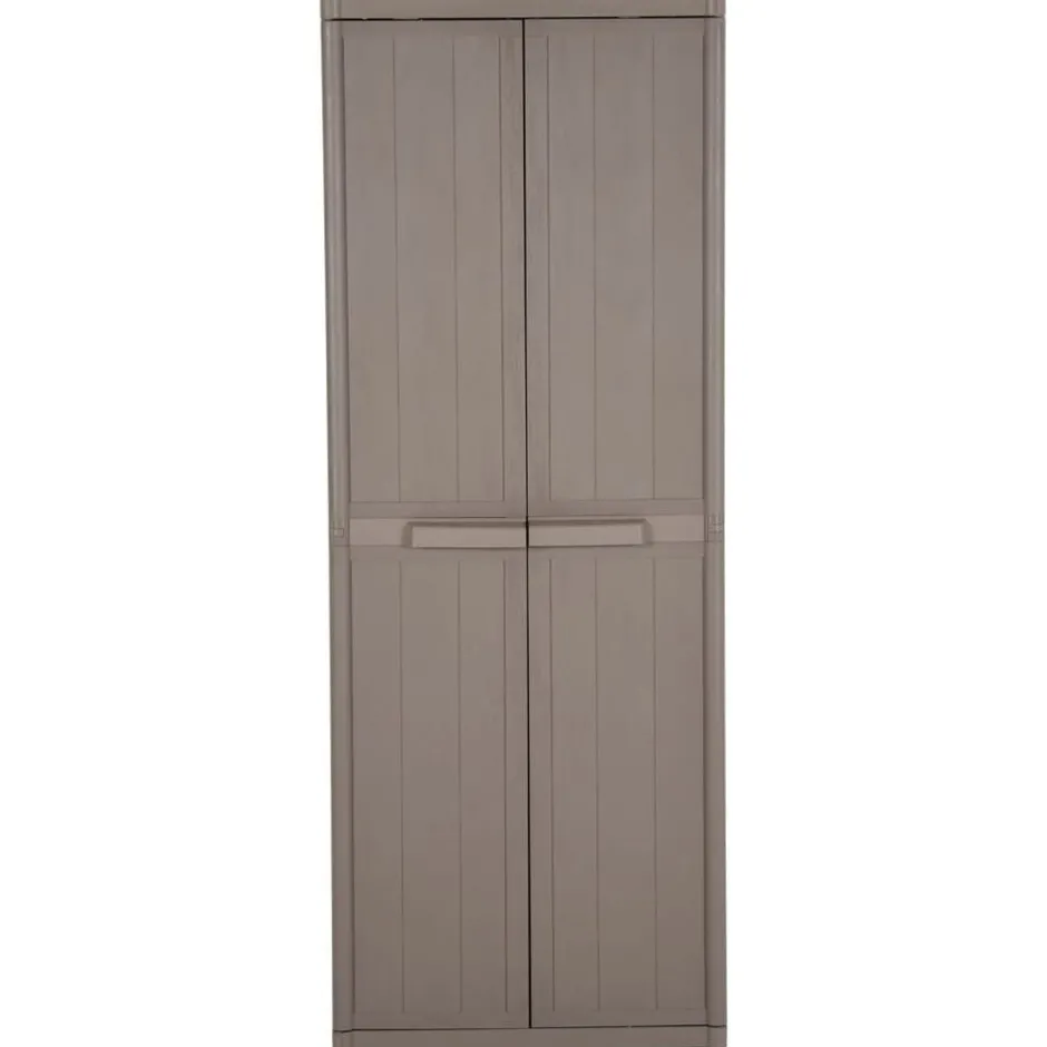 Outlet vidaXL Förvaringsskåp för trädgården 65x45x172 cm PP trälook Brun