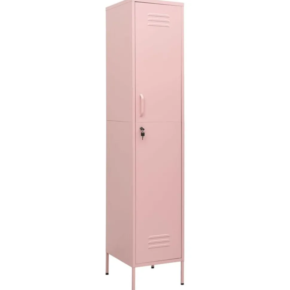 vidaXL Förvaringsskåp rosa 35x46x180 cm stål