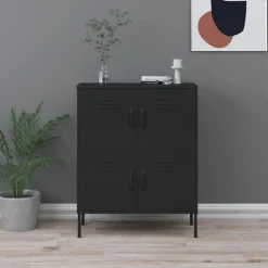 Clearance vidaXL Förvaringsskåp 80x35x101,5 cm stål Svart