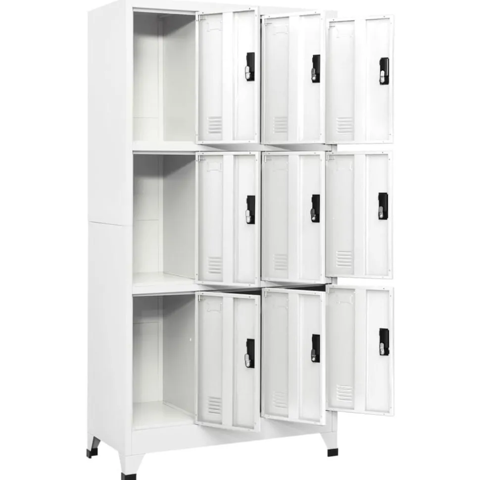 vidaXL Förvaringsskåp vit 90x45x180 cm stål