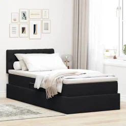 vidaXL Förvaringssäng med madrass med lagring 90 x 190 cm Sammet Svart