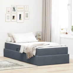 vidaXL Förvaringssäng med madrass 90 x 190 cm Sammet Mörkgrå