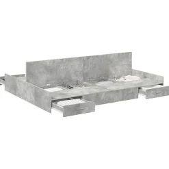 Outlet vidaXL Förvaringssängram 150 x 200 cm Konstruerat trä Betonggrå