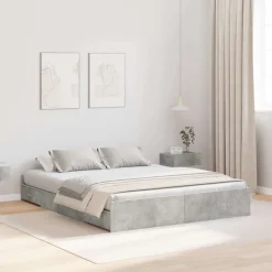 Outlet vidaXL Förvaringssängram 150 x 200 cm Konstruerat trä Betonggrå