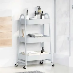 vidaXL Förvaringsvagn 3 hyllor vit 42x41,5x77 cm stål
