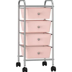 vidaXL Förvaringsvagn 4 lådor rosa plast