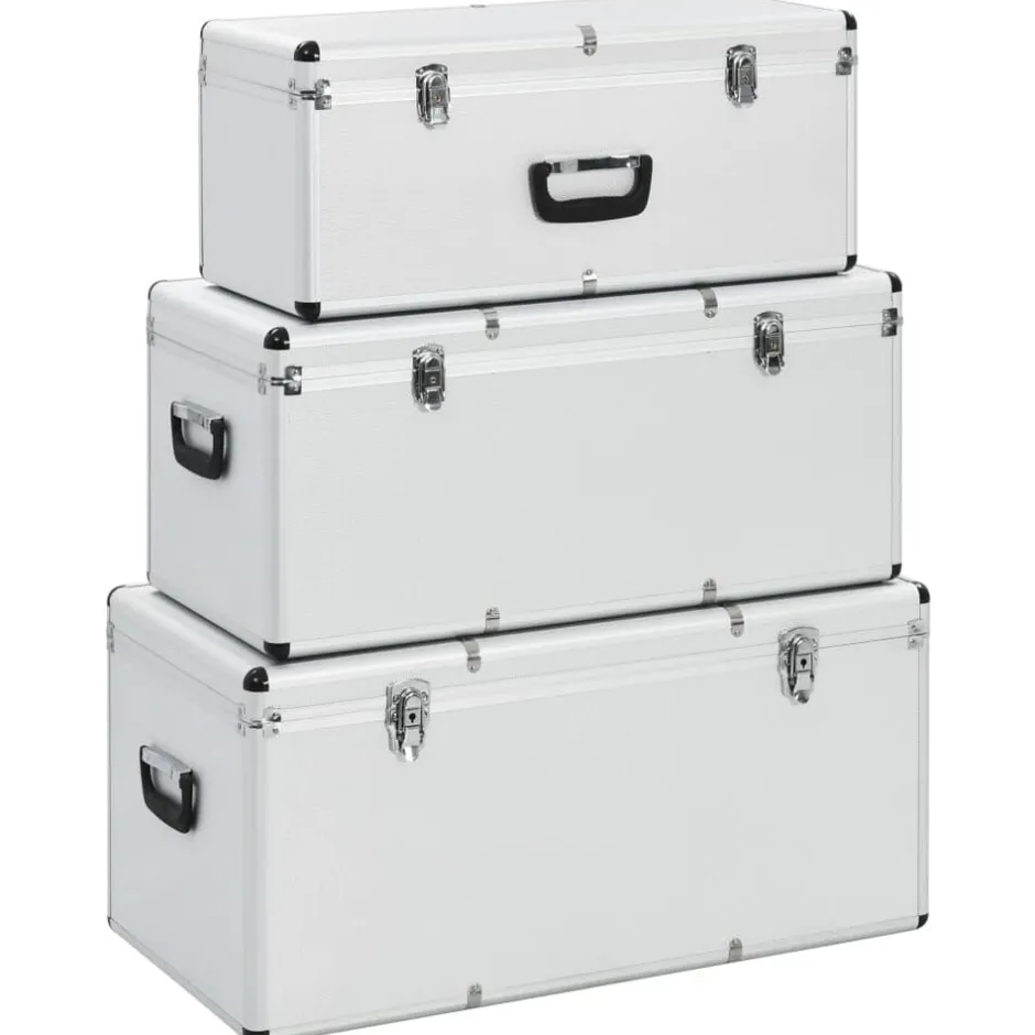 Clearance vidaXL Förvaringsväskor 3 st aluminium Silver