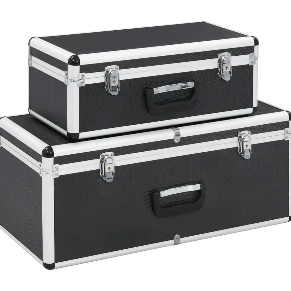 vidaXL Förvaringsväskor 2 st svart aluminium