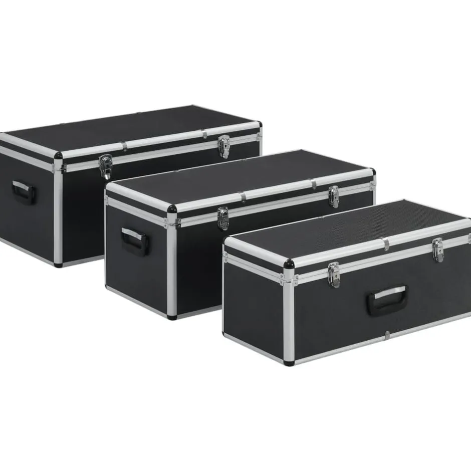 vidaXL Förvaringsväskor 3 st aluminium Svart