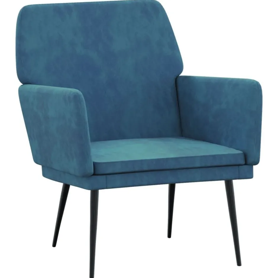Outlet vidaXL Fåtölj 62x79x79 cm sammet Blå