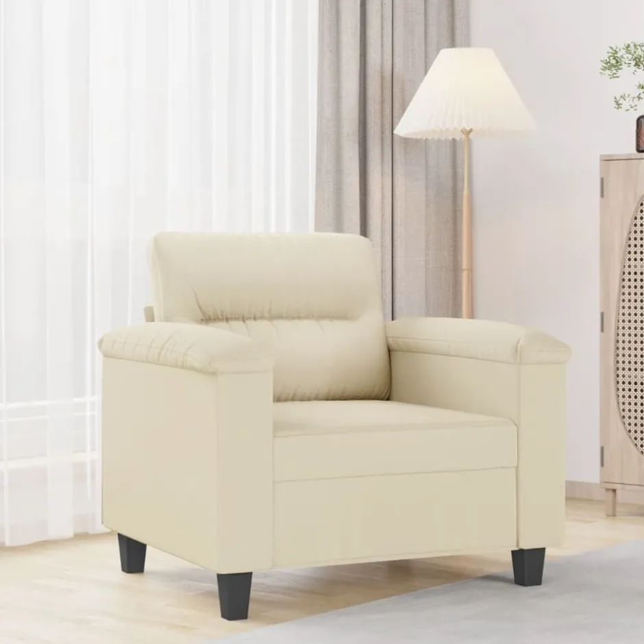 Clearance vidaXL Fåtölj Gräddvit 60 cm konstläder Kräm