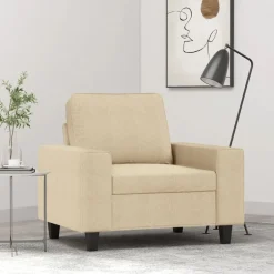 Hot vidaXL Fåtölj gräddvit 60 cm tyg Kräm