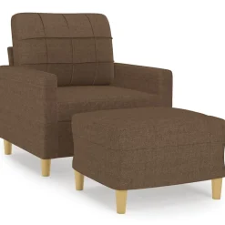 vidaXL Fåtölj med fotpall Brun 60 cm tyg