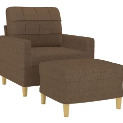 vidaXL Fåtölj med fotpall Brun 60 cm tyg