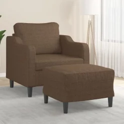 Clearance vidaXL Fåtölj med fotpall 60 cm tyg Brun