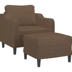 Clearance vidaXL Fåtölj med fotpall 60 cm tyg Brun