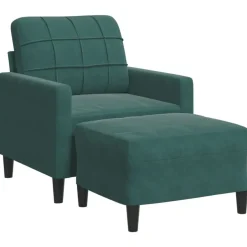 Hot vidaXL Fåtölj med fotpall 60 cm sammet Mörkgrön