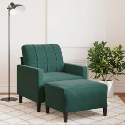 Hot vidaXL Fåtölj med fotpall 60 cm sammet Mörkgrön