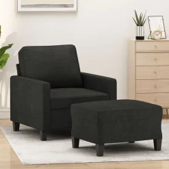 vidaXL Fåtölj med fotpall Svart 60 cm tyg