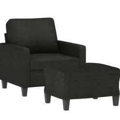 vidaXL Fåtölj med fotpall Svart 60 cm tyg