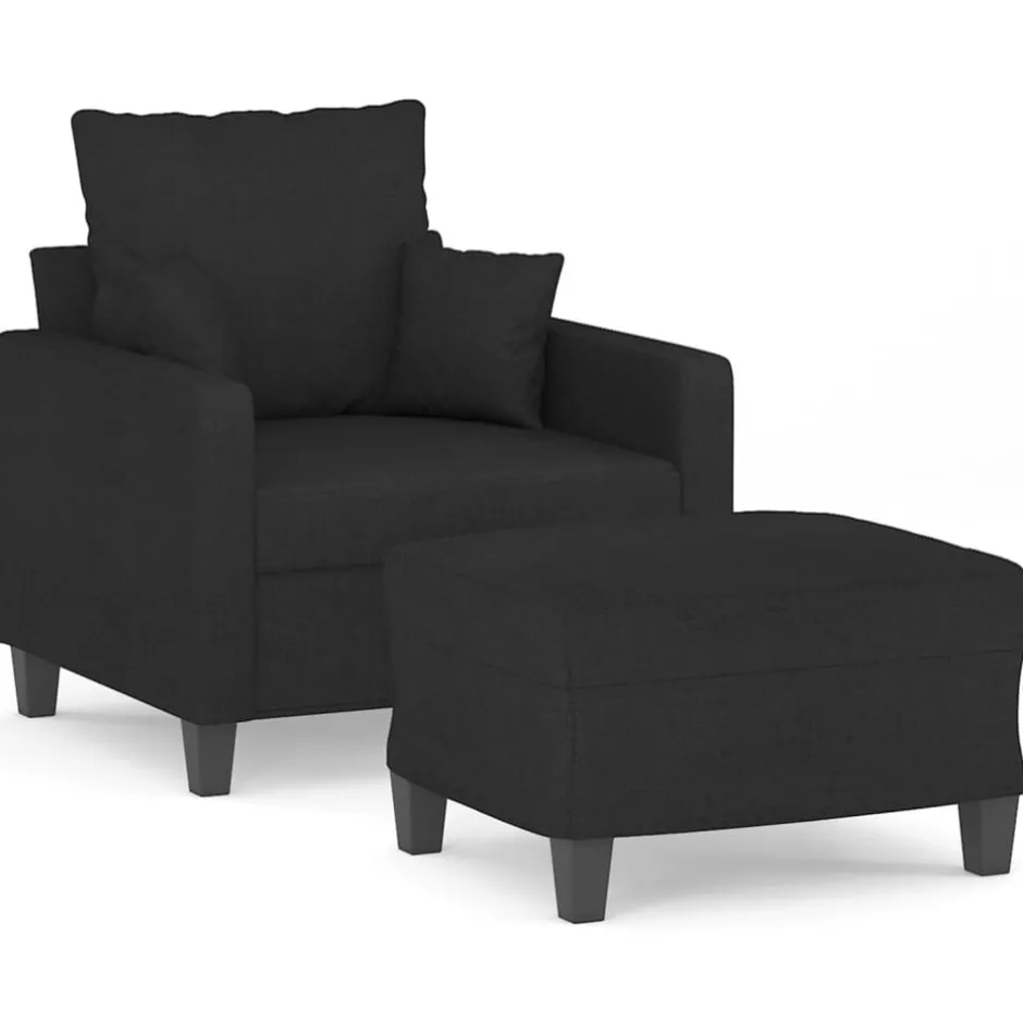 Hot vidaXL Fåtölj med fotpall 60 cm tyg Svart