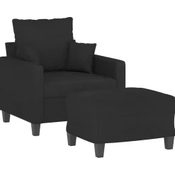 Hot vidaXL Fåtölj med fotpall 60 cm tyg Svart