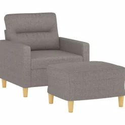 vidaXL Fåtölj med fotpall Taupe 60 cm tyg