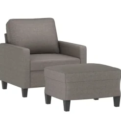 vidaXL Fåtölj med fotpall Taupe 60 cm tyg