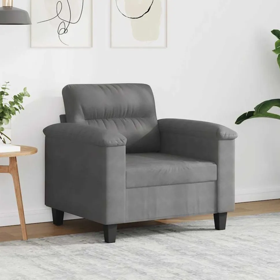 vidaXL Fåtölj mörkgrå 60 cm mikrofibertyg