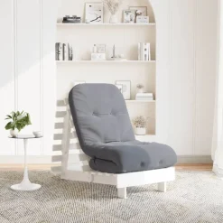 vidaXL Futonbäddsoffa med madrass 60x206x11 cm massiv furu Vit