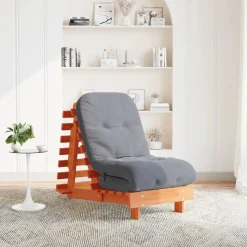 vidaXL Futonbäddsoffa med madrass vaxad brun 60x206x11 cm massiv furu