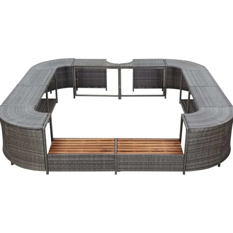 Clearance vidaXL Fyrkantig poolkant 268 x 268 x 55 cm konstrotting Grå