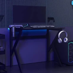 vidaXL Gamingskrivbord med K-formade ben svart 90x60x75 cm