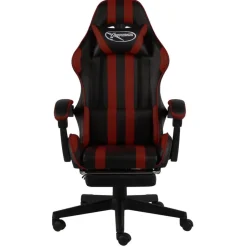 New vidaXL Gamingstol med fotstöd svart och konstläder Vinröd