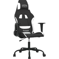 vidaXL Gamingstol med massage svart och vit tyg