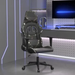 Clearance vidaXL Gamingstol med massage konstläder Svart och kamouflage