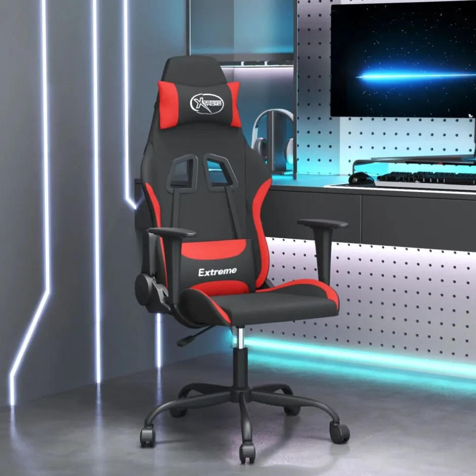 Outlet vidaXL Gamingstol med massage svart och tyg Röd