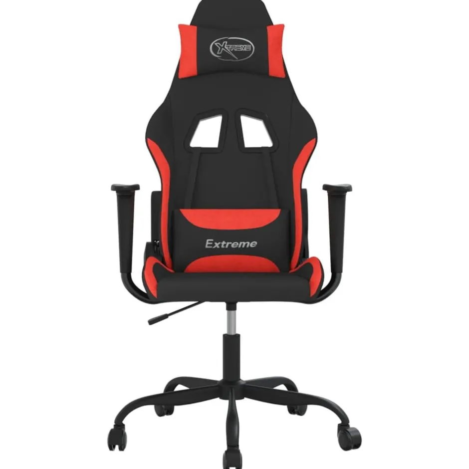 Outlet vidaXL Gamingstol med massage svart och tyg Röd