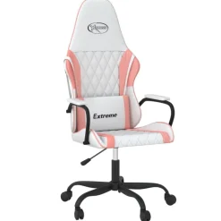 vidaXL Gamingstol vit och rosa konstläder