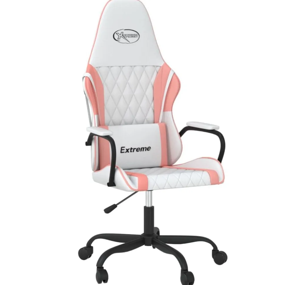 vidaXL Gamingstol vit och rosa konstläder