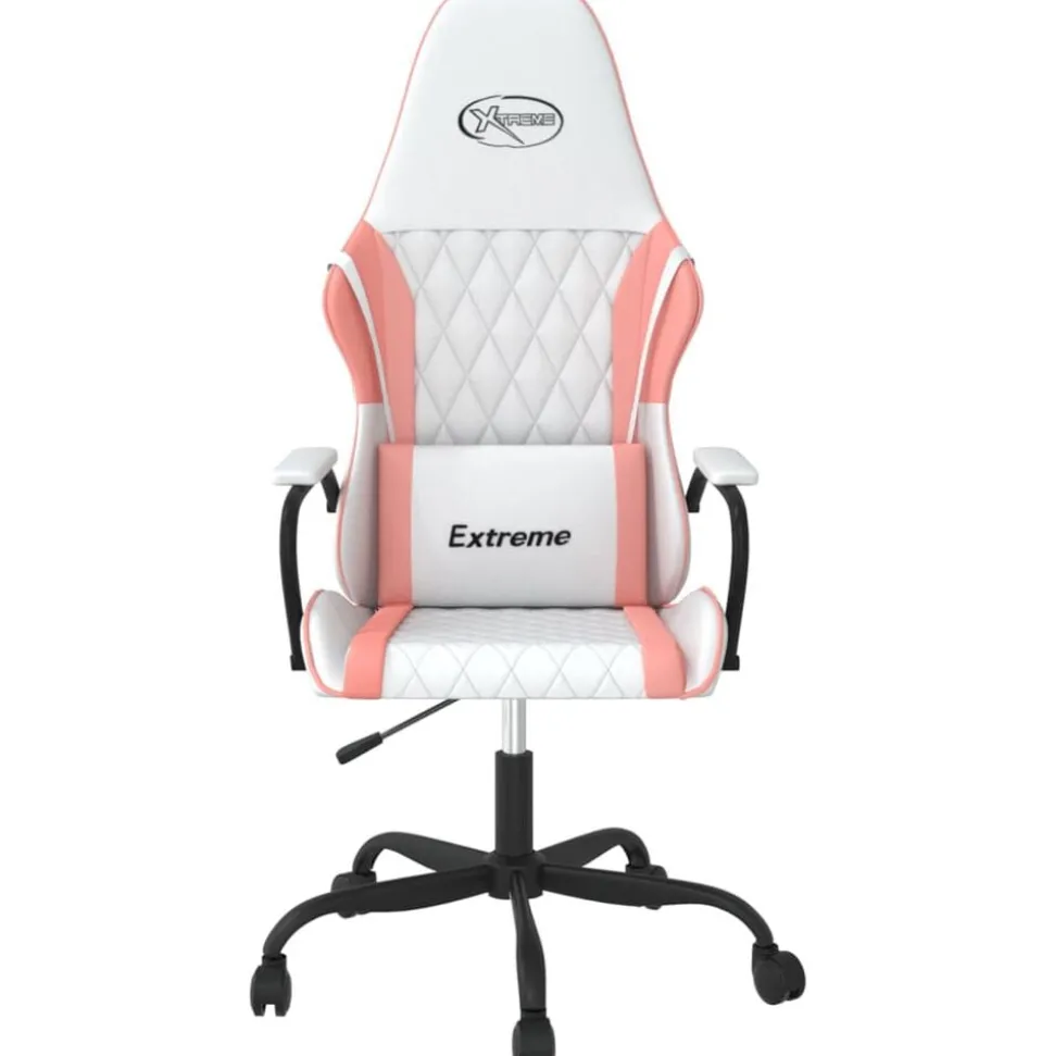 vidaXL Gamingstol vit och rosa konstläder