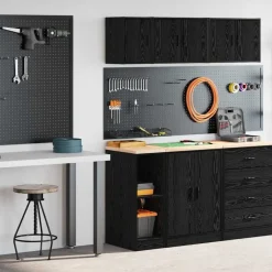 Clearance vidaXL Garageskåp 2 delar konstruerat trä Svart
