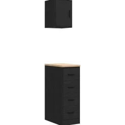 New vidaXL Garageskåp 2 delar konstruerat trä Svart