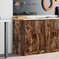 Discount vidaXL Garageskåp Sonoma ek 60x51x85 cm massiv trä furu Rökfärgad ek
