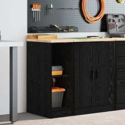 vidaXL Garageskåp 30x51x85 cm massiv trä furu Svart